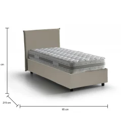 Letto una piazza contenitore tortora 95x215cm design - Domnitor