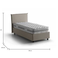 Letti Singoli|Letti Contenitore > Dmora Letto una piazza contenitore tortora 95x215cm rivestito in ecopelle - Perpetue Grigio Tortora