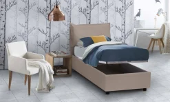 Letto una piazza contenitore tortora 95x215cm sfoderabile - Delhi