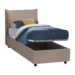 Letto una piazza contenitore tortora 95x215cm sfoderabile - Delhi
