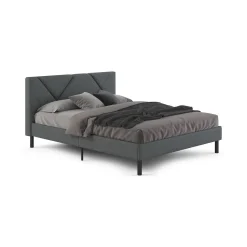Letti Piazza E Mezza|Letti Piazza E Mezza > Dmora Letto una Piazza e Mezza 120x190 cm Imbottito Moderno con Rete a Doghe e Vano Testiera Salvaspazio 129x204x100h – Hemera Grigio