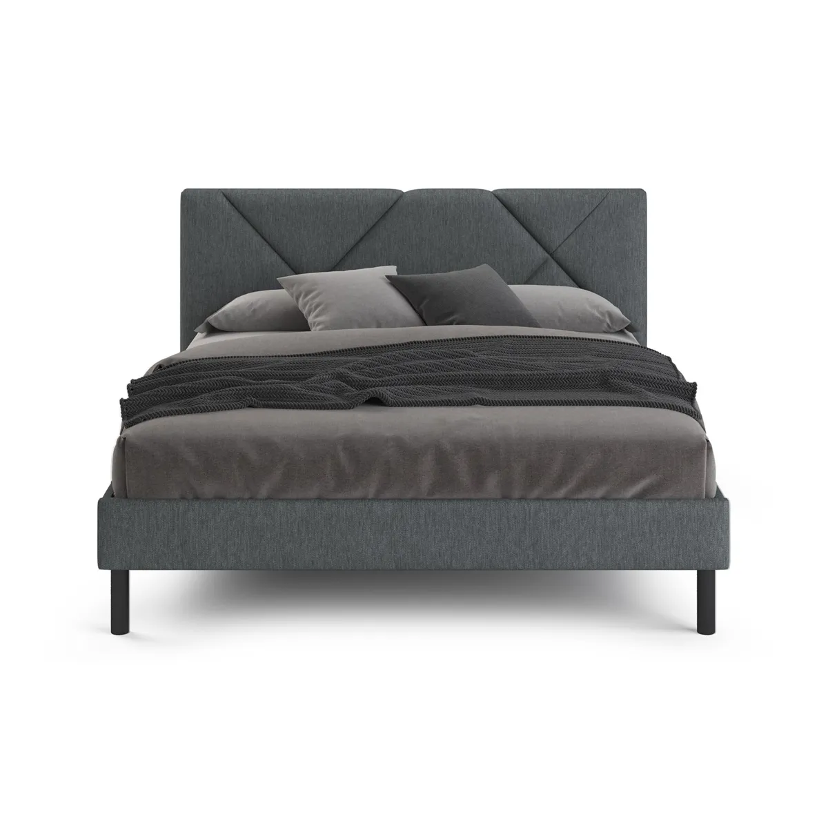Letti Piazza E Mezza|Letti Piazza E Mezza > Dmora Letto una Piazza e Mezza 120x190 cm Imbottito Moderno con Rete a Doghe e Vano Testiera Salvaspazio 129x204x100h – Hemera Grigio