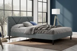 Letti Piazza E Mezza|Letti Piazza E Mezza > Dmora Letto una Piazza e Mezza 120x190 cm Imbottito Moderno con Rete a Doghe e Vano Testiera Salvaspazio 129x204x100h – Hemera Grigio