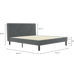 Letti Piazza E Mezza|Letti Piazza E Mezza > Dmora Letto una Piazza e Mezza 120x190 cm Imbottito Moderno con Rete a Doghe e Vano Testiera Salvaspazio 129x204x100h – Hemera Grigio