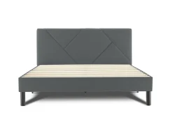 Letti Piazza E Mezza|Letti Piazza E Mezza > Dmora Letto una Piazza e Mezza 120x190 cm Imbottito Moderno con Rete a Doghe e Vano Testiera Salvaspazio 129x204x100h – Hemera Grigio