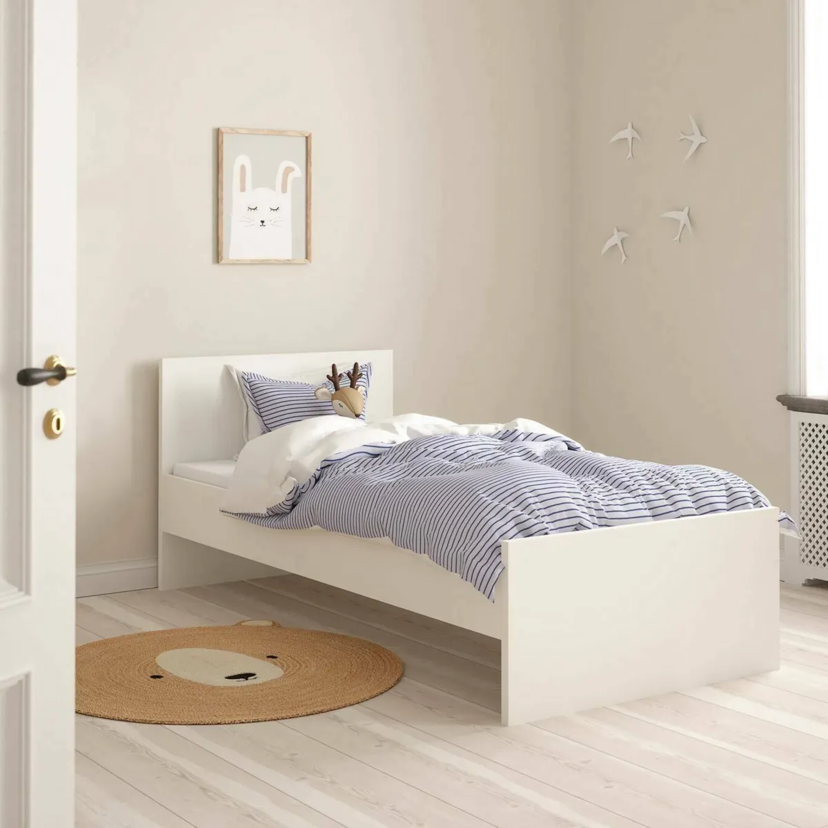 Letti Singoli > Dmora Letto un posto 96x196cm adatto per materasso 90x190 cm - Assar Bianco
