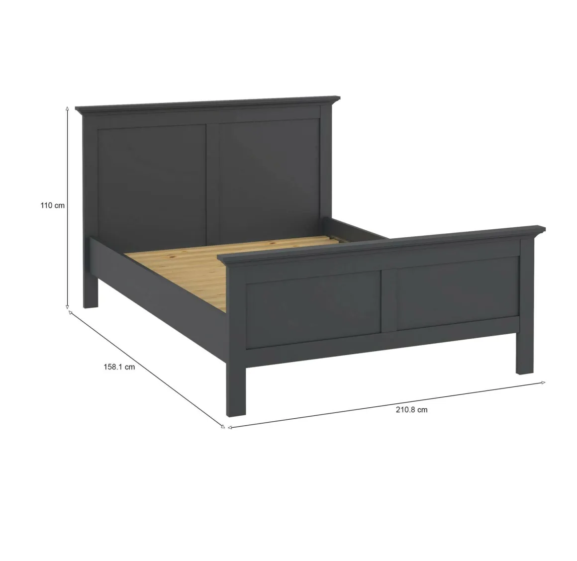 Letto un posto grigio 158x200cm rete inclusa - Arcevia