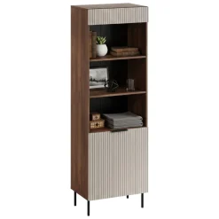 Libreria Agri, 185x42 h60 cm, Noce e Beige