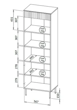 Libreria Agri, 185x42 h60 cm, Noce e Beige