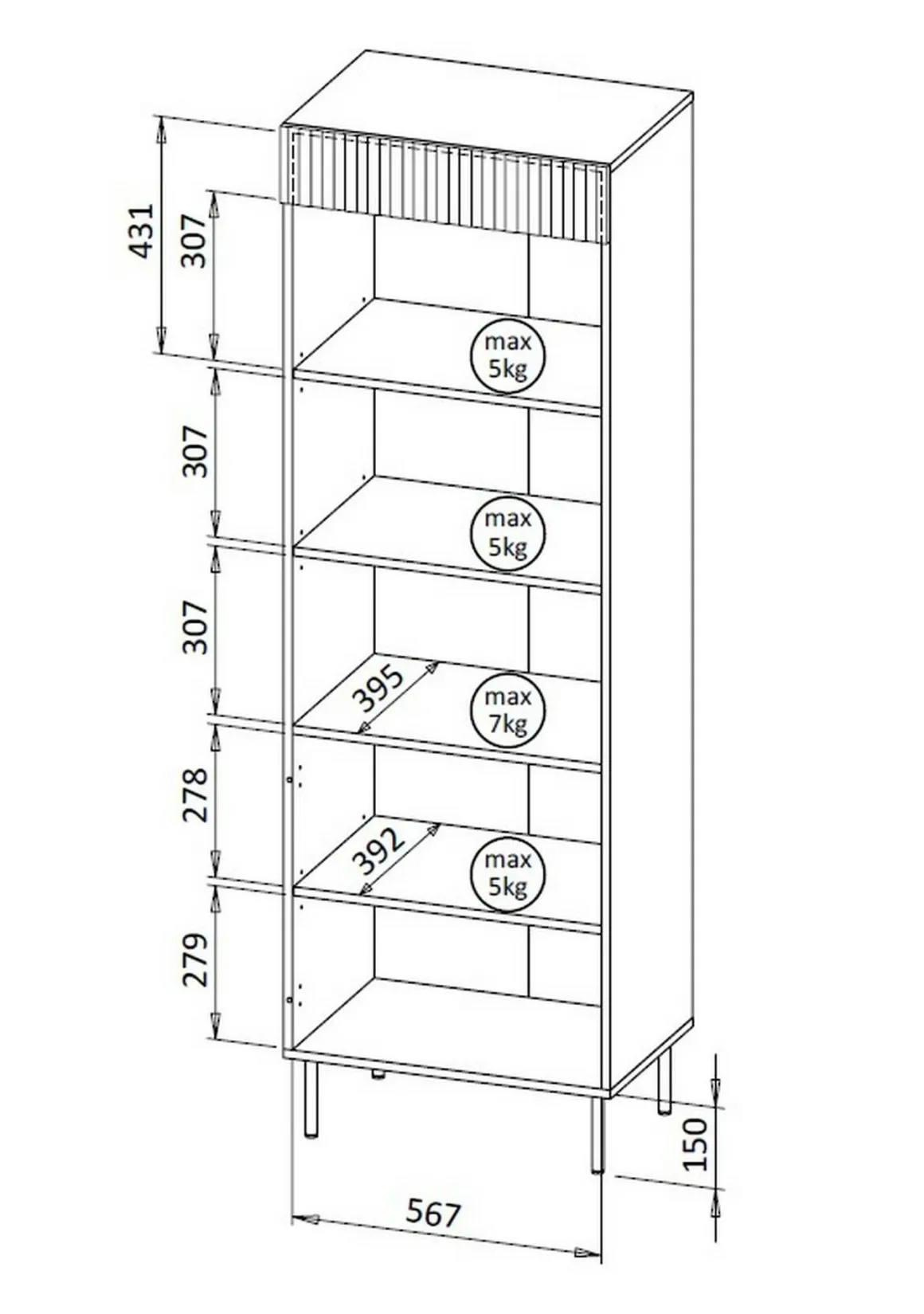 Libreria Agri, 185x42 h60 cm, Noce e Beige