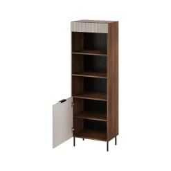 Libreria Agri, 185x42 h60 cm, Noce e Beige