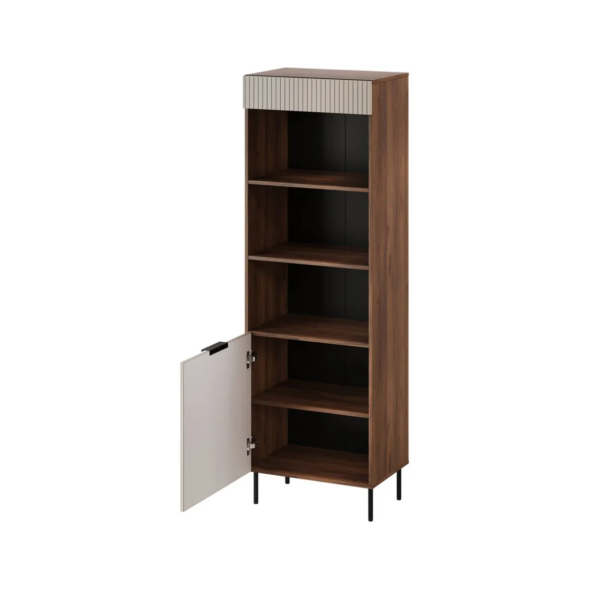 Libreria Agri, 185x42 h60 cm, Noce e Beige