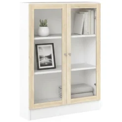 Libreria 2 ante bianca e quercia 79x107h cm - Amphan