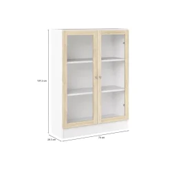 Libreria 2 ante bianca e quercia 79x107h cm - Amphan