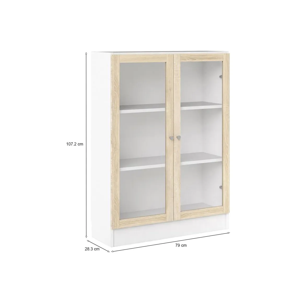 Libreria 2 ante bianca e quercia 79x107h cm - Amphan