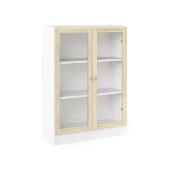 Libreria 2 ante bianca e quercia 79x107h cm - Amphan