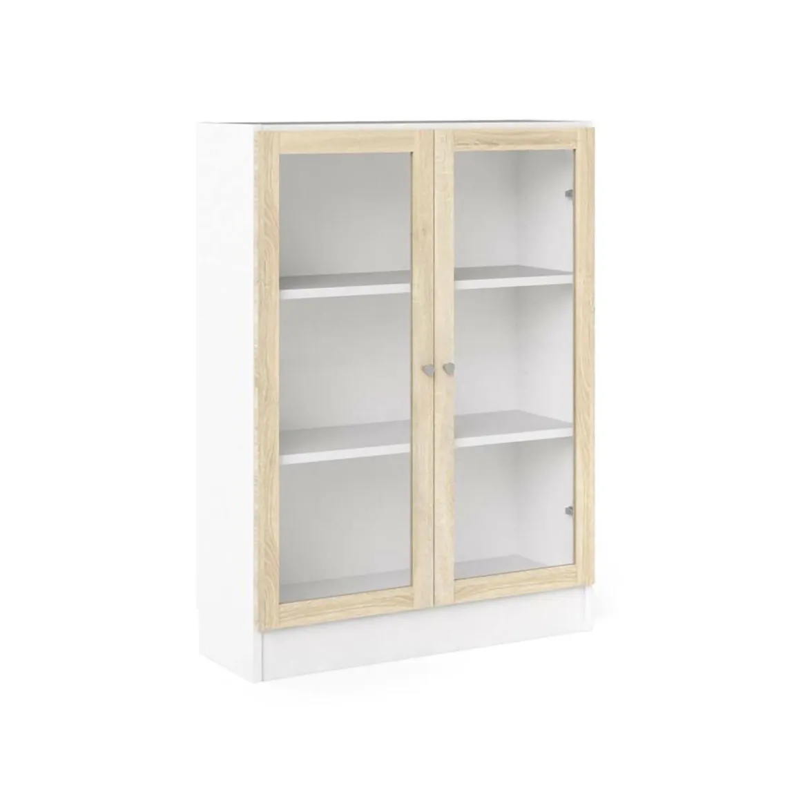 Libreria 2 ante bianca e quercia 79x107h cm - Amphan