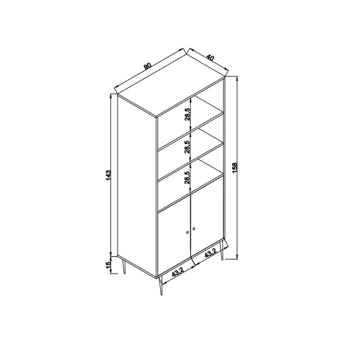 Librerie|Ufficio > Dmora Libreria 2 ante quercia 90x110h cm - Suva Marrone Quercia