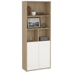 Libreria 2 ante rovere e bianca 79x204h cm - Arancio