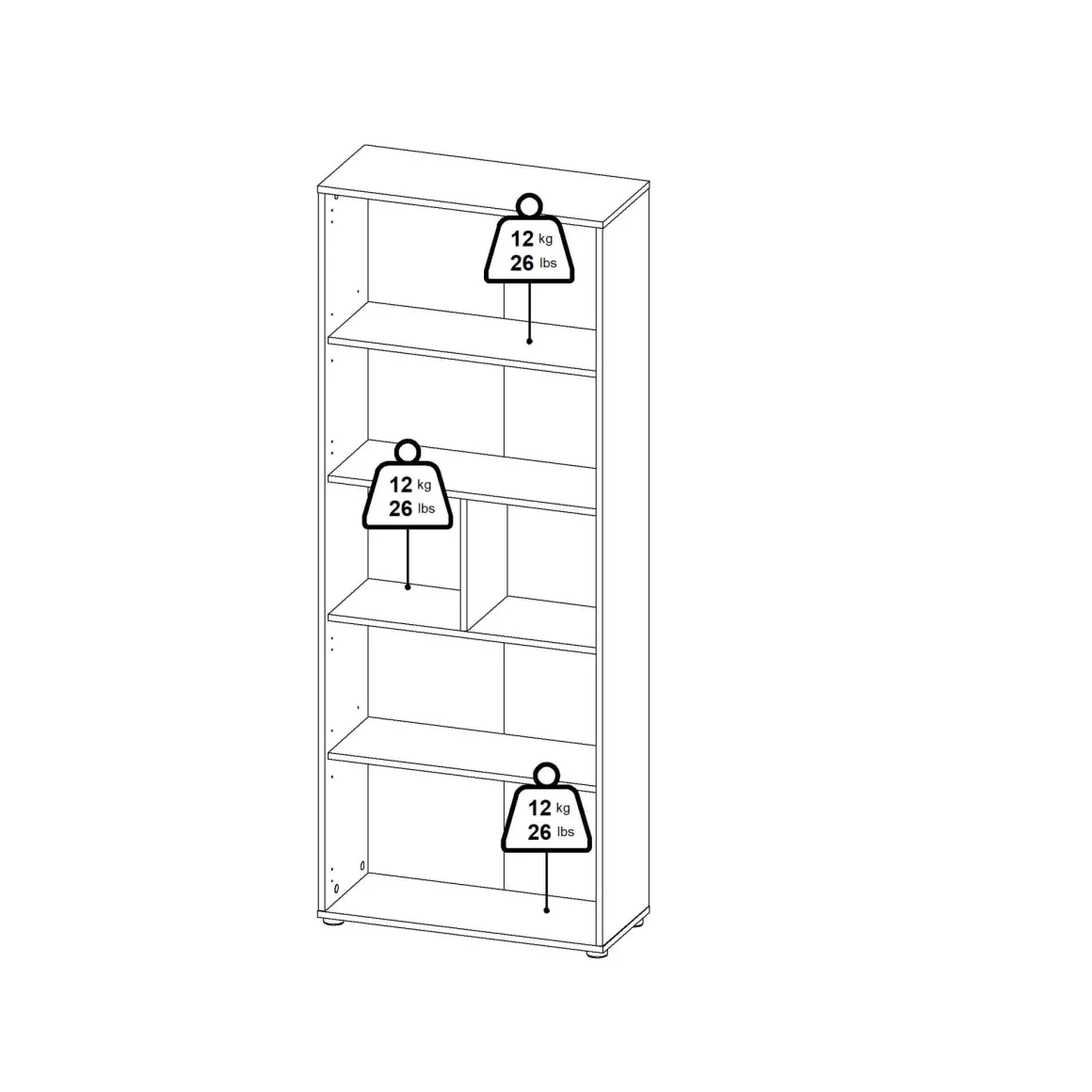 Libreria 2 ante rovere e bianca 79x204h cm - Arancio