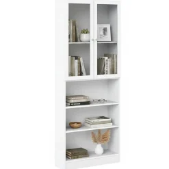 Librerie > Dmora Libreria 2 ante vetro bianca 79x203h cm - Chedeng Bianco