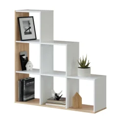 Librerie|Ufficio > Dmora Libreria aperta bianca e rovere 108x110h cm - Abilu Marrone, Bianco Rovere