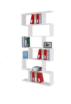 Librerie|Ufficio > Dmora Libreria a zig zag bianca lucida 80x192h cm - Alowha Bianco Lucido
