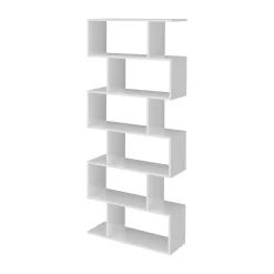 Librerie|Ufficio > Dmora Libreria a zig zag bianca lucida 80x192h cm - Alowha Bianco Lucido