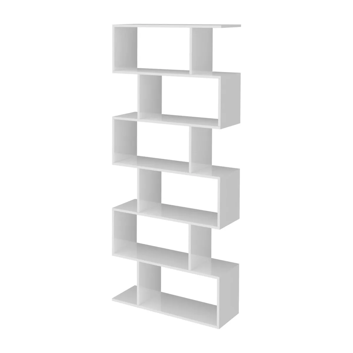 Librerie|Ufficio > Dmora Libreria a zig zag bianca lucida 80x192h cm - Alowha Bianco Lucido