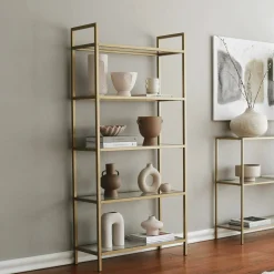 Libreria bassa in vetro oro 80x165h cm - Stratonice