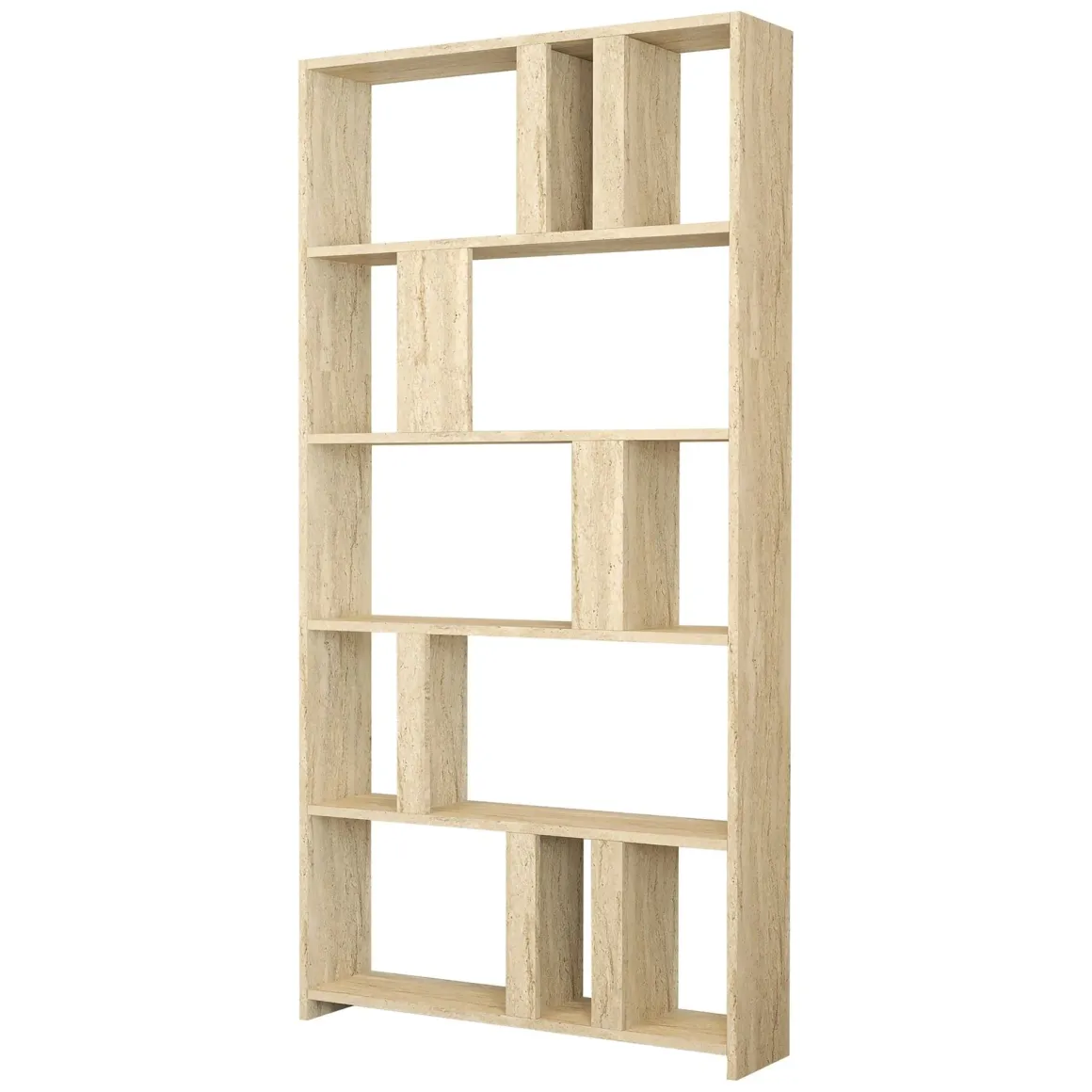 Libreria Beige Marmo 4 Ripiani Installazione Libera 90x20x180h cm, Struttura Verticale - Tribogna