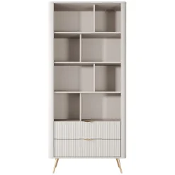 Librerie > Dmora Libreria Beige oro 2 Cassetti 4 Ripiani 88x38x194h cm, con Piedini - Kabavasi Oro, Beige