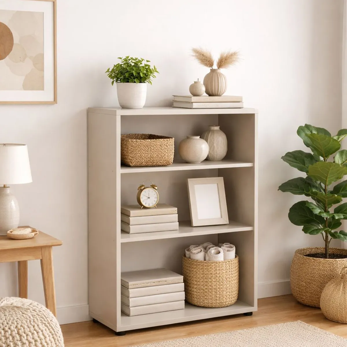 Librerie > Dmora Libreria 2 Ripiani Installazione a Terra 79x34x118h cm, - Leporano Beige