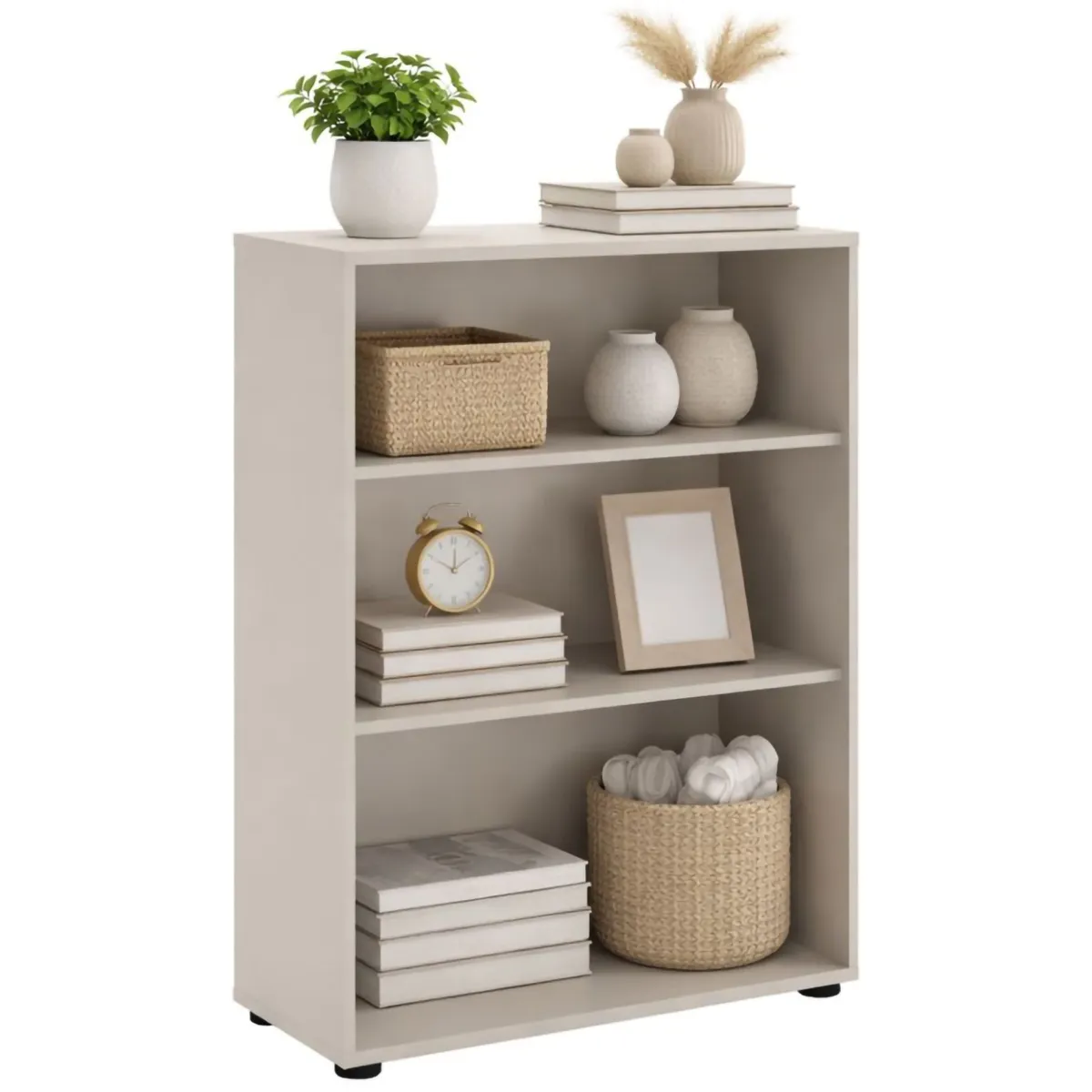 Librerie > Dmora Libreria 2 Ripiani Installazione a Terra 79x34x118h cm, - Leporano Beige