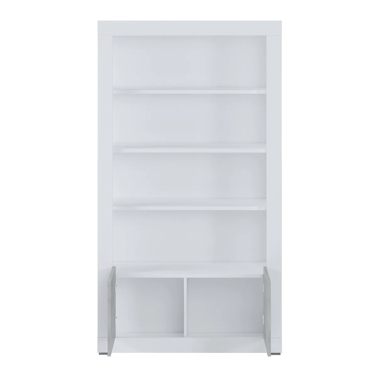 Librerie > Dmora Libreria Bianco Grigio Cemento 3 Ripiani 2 Ante 105x42x191h cm, Installazione a Terra - Spinoso Grigio, Bianco Cemento