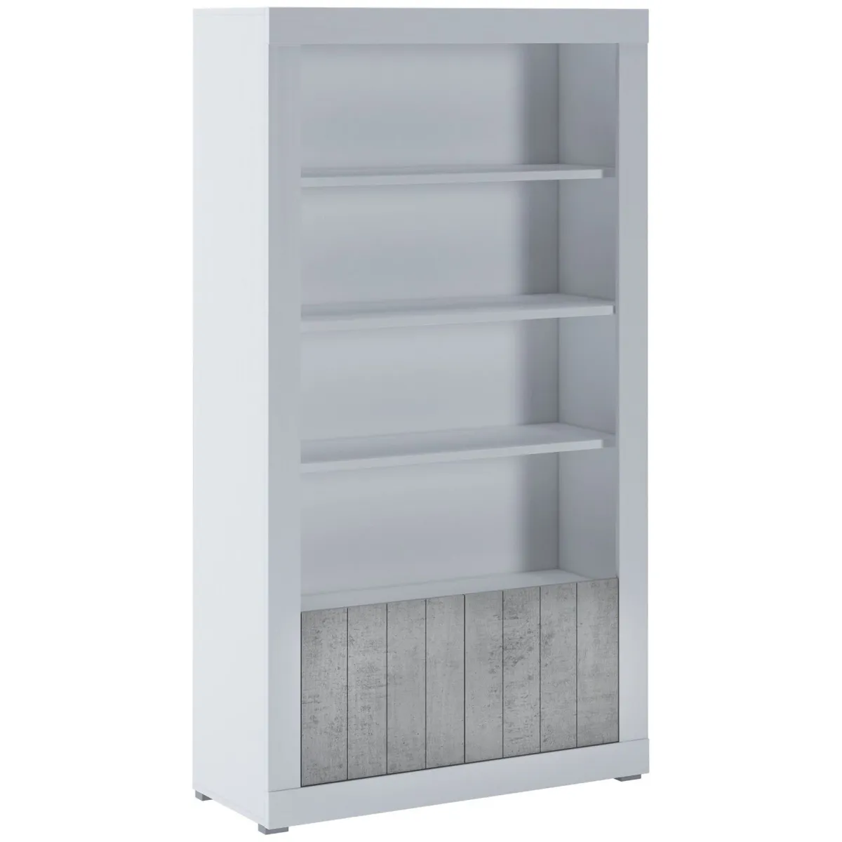 Librerie > Dmora Libreria Bianco Grigio Cemento 3 Ripiani 2 Ante 105x42x191h cm, Installazione a Terra - Spinoso Grigio, Bianco Cemento