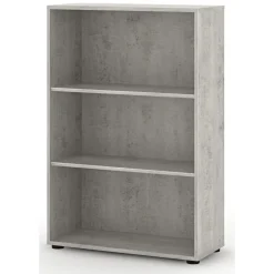 Librerie > Dmora Libreria Bianco Grigio Cemento 4 Ripiani Installazione a Terra 79x34x188h cm, Sfumatura Colore Struttura Cemento - Brugnera Grigio, Bianco Cemento