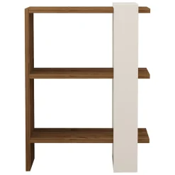 Librerie > Dmora Libreria Bianco Marrone Noce 4 Ripiani Installazione Libera 90x20x180h cm, Sfumatura Colore Struttura Noce - Tribogna Marrone, Bianco Noce
