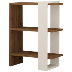 Librerie > Dmora Libreria Bianco Marrone Noce 4 Ripiani Installazione Libera 90x20x180h cm, Sfumatura Colore Struttura Noce - Tribogna Marrone, Bianco Noce