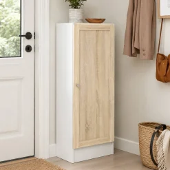 Libreria Bianco Marrone Quercia Cassetti 2 Ripiani 41x28x107h cm, - Amedee