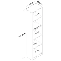 Librerie > Dmora Libreria Bianco Marrone Rovere 4 Ripiani Installazione Libera 40x25x162h cm, Sfumatura Colore Struttura Rovere - Clitunno Marrone, Bianco Rovere