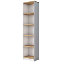Librerie > Dmora Libreria Bianco Marrone Rovere 4 Ripiani Installazione Libera 40x25x162h cm, Sfumatura Colore Struttura Rovere - Clitunno Marrone, Bianco Rovere