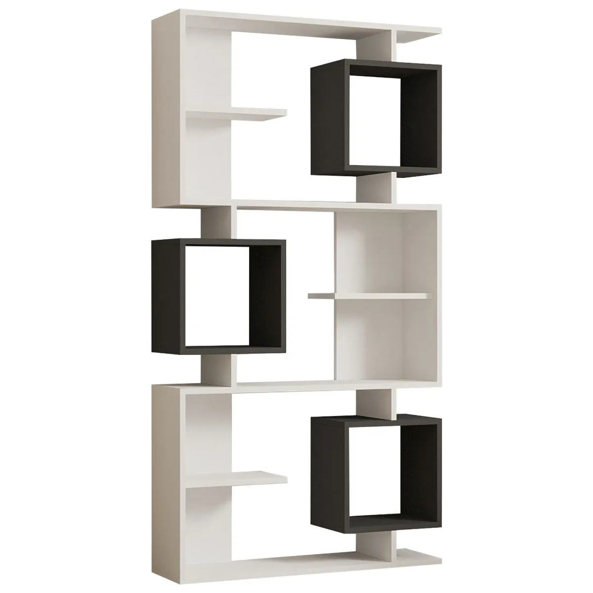 Librerie > Dmora Libreria Bianco Nero Antracite 8 Ripiani Installazione Fissaggio al Muro 90x25x172h cm, Sfumatura Colore Struttura Antracite - Cergnago Nero, Bianco Antracite