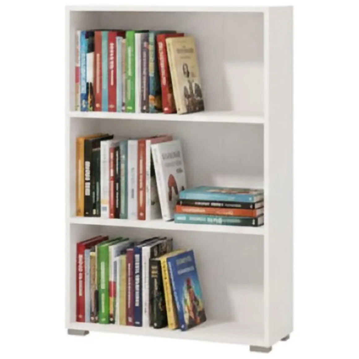 Librerie > Dmora Libreria 3 Ripiani Installazione a Terra 70x24.5x142h cm, Sfumatura Colore Struttura Opaco - Prisco Bianco Opaco