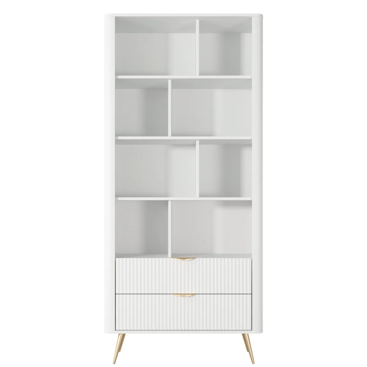 Librerie > Dmora Libreria Bianco oro 2 Cassetti 4 Ripiani 88x38x194h cm, con Piedini - Kabavasi Oro, Bianco
