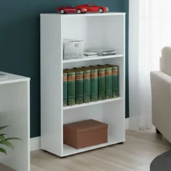 Libreria Bianco 2 Ripiani 2 Ante 60x30x110h cm, Struttura Verticale - Porte