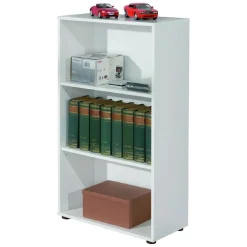 Libreria Bianco 2 Ripiani 2 Ante 60x30x110h cm, Struttura Verticale - Porte