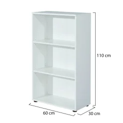 Libreria Bianco 2 Ripiani 2 Ante 60x30x110h cm, Struttura Verticale - Porte