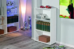 Libreria Bianco 2 Ripiani 2 Ante 60x30x110h cm, Struttura Verticale - Porte