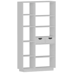 Librerie > Dmora Libreria 8 Ripiani 2 Cassetti 80x25x189h cm, Installazione Libera - Imer Bianco